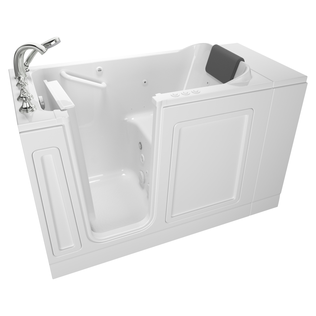 Baignoire à porte en acrylique de la série Luxury 28 x 48 pouces avec systèmes combinés de spa à air et à remous - Vidange à gauche avec robinet